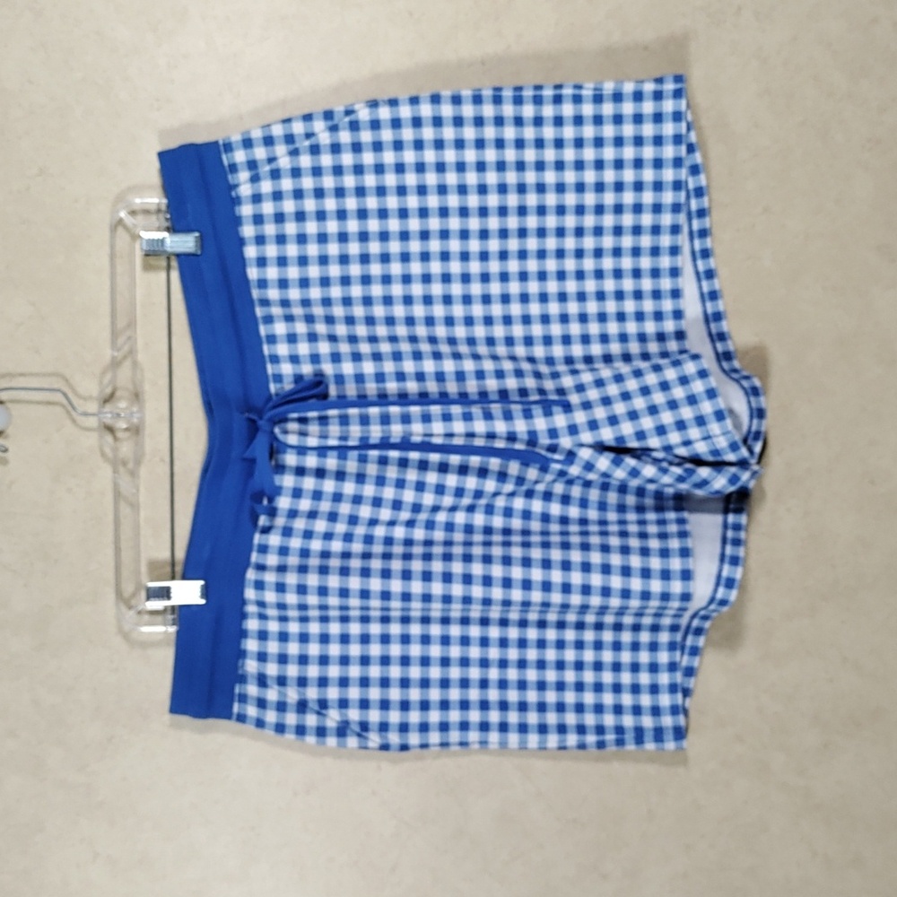 H172 Draper James cobalt blue check Natalie shorts 1X NWT